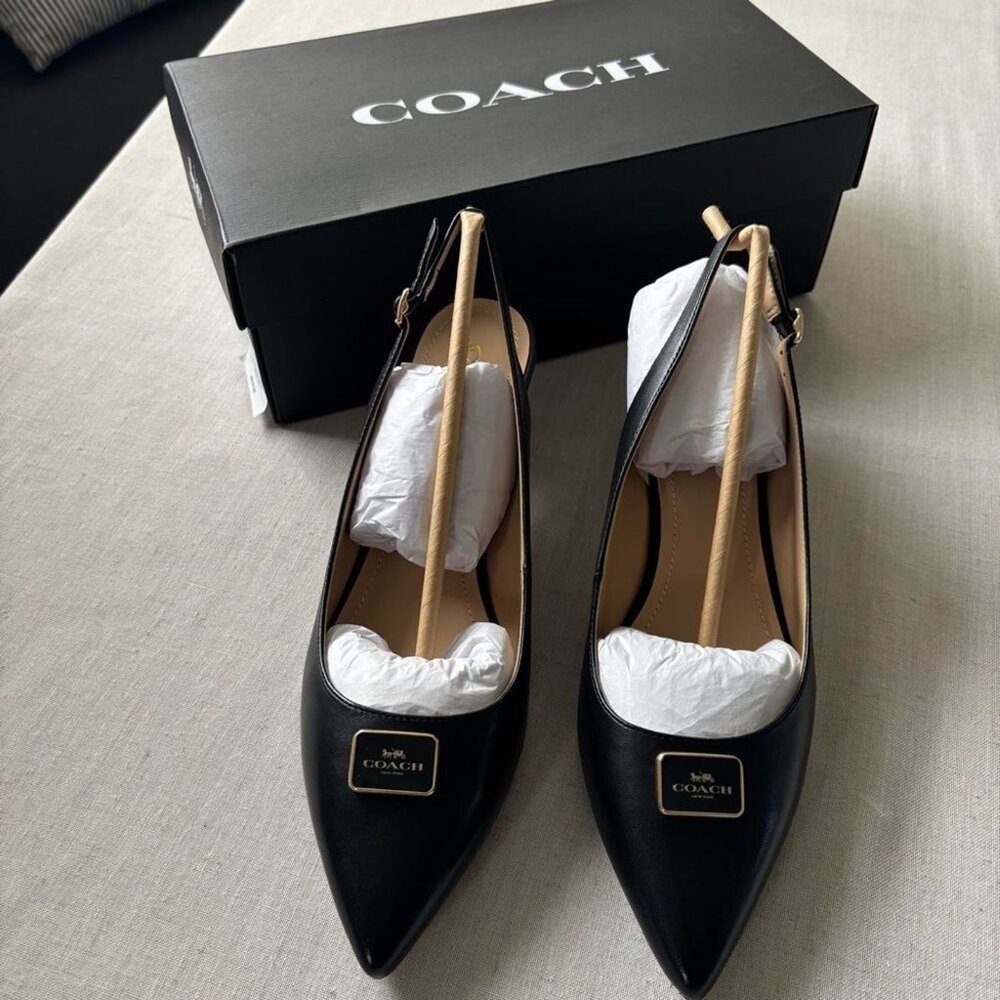 Coach Jillian Slingback Heels Black Leather - Picture 5 of 9